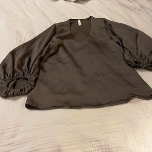 Silky grey three quarter length blouse